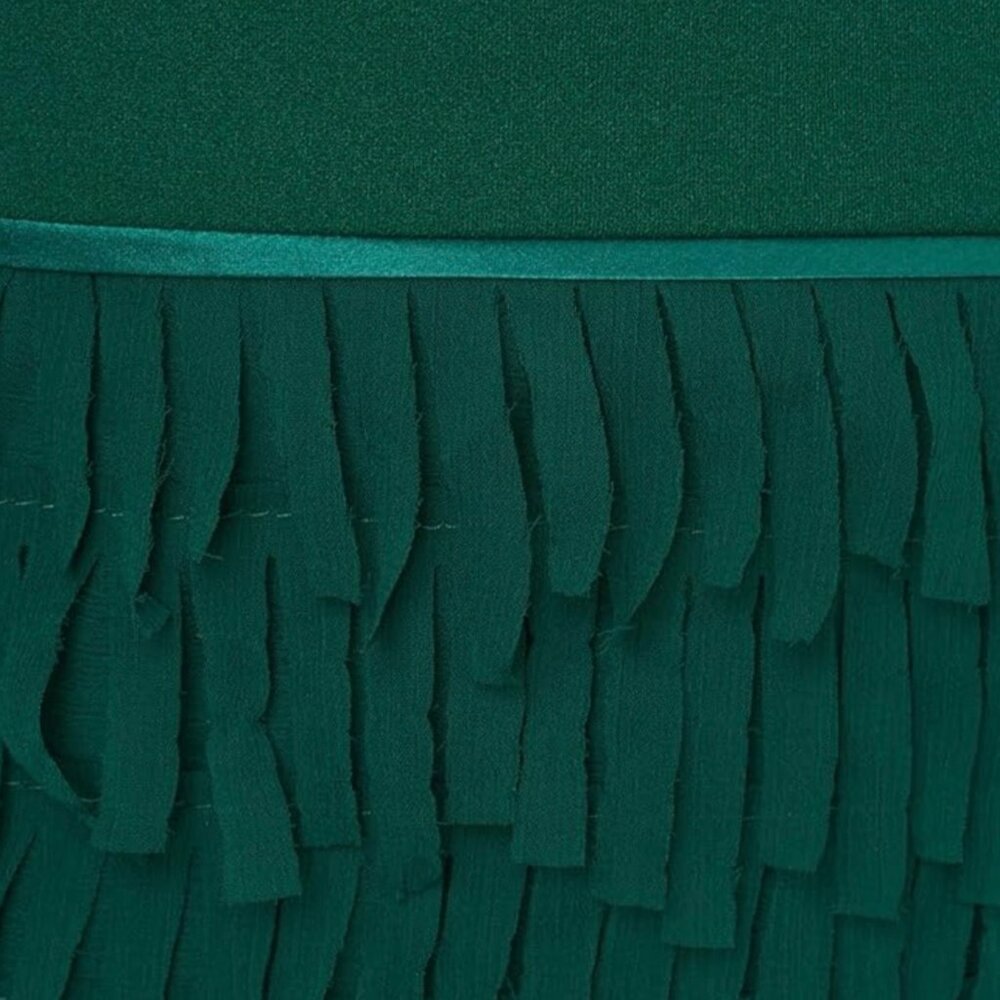 NWT Women’s Adrianna Papell Fringed Crepe & Chiffon Mini Dress Green Size 12 - Picture 4 of 6